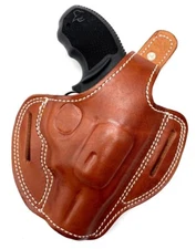 For 2" TAURUS 605 650, Right Hand Brown Leather Thumb Break Belt Holster
