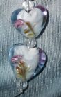 12 Heart Art Glass Beads Lampwork Fused Delicate Rose