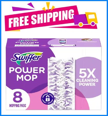 Swiffer Power Mop Multi-Surface Mopping Pad Refills, 8 Count Mop Heads
