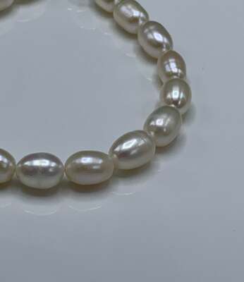 Oval Freshwater Pearl Bracelet, Bridal Pearls, White Pearls, Oval