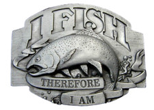 Pewter Belt Buckle 1992 Fishing Siskiyou Fisherman Trout Salmon Sportsman L-8