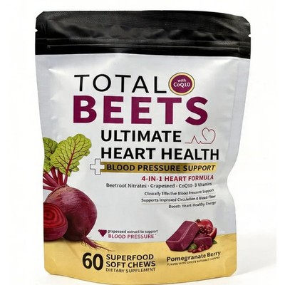 Total Beets Chews Blood Pressure Support Pomegranate Berry Ultimate Heart Health