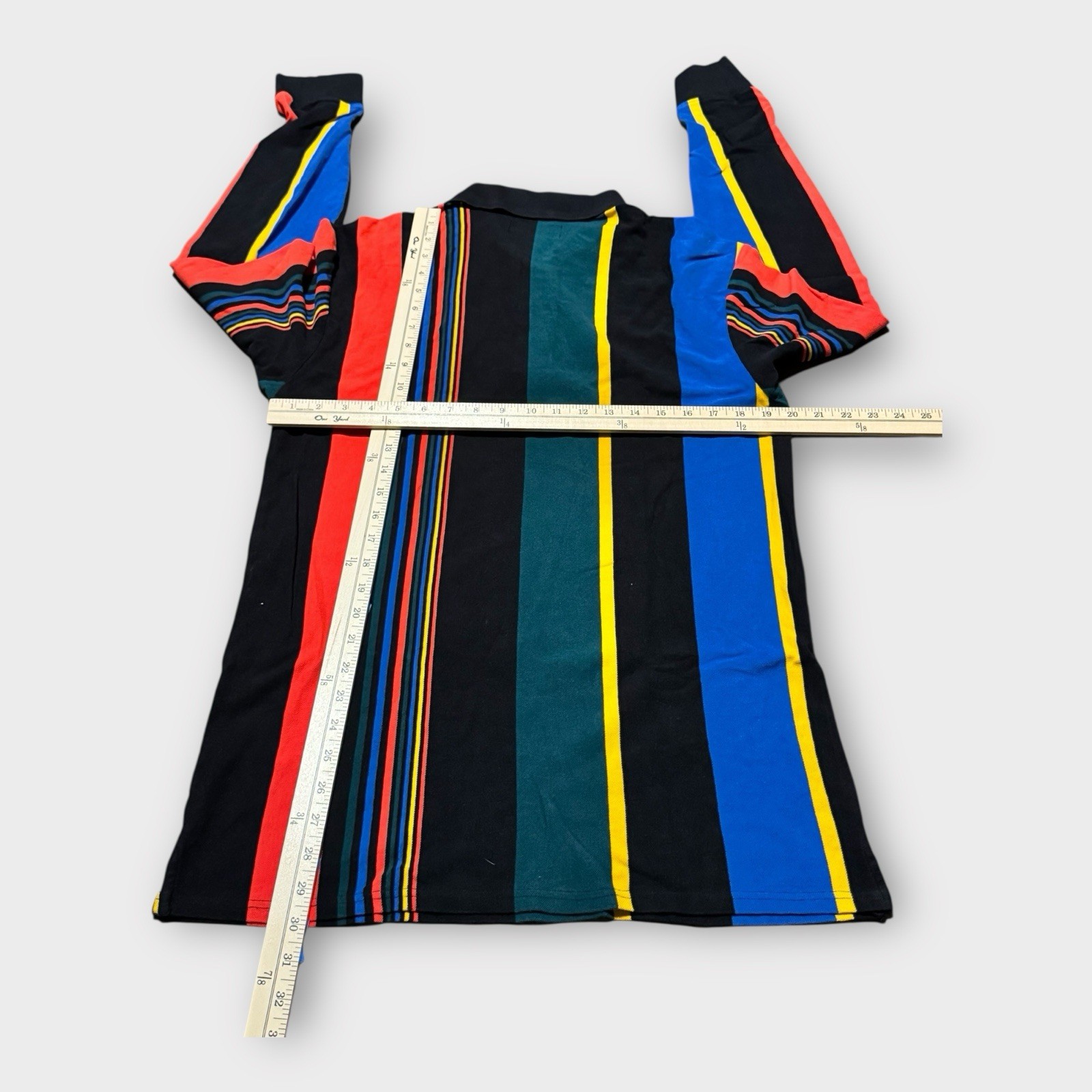 Pacsun Men’s Medium Color Block Striped Long Sleeve Collared Polo Skater image 2