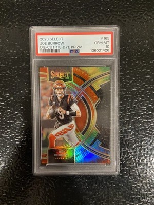 Panini 2023 Select Joe Burrow Tie-Dye Die-Cut Prizm /25 #165 PSA 10 JERSEY MATCH