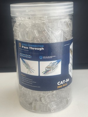 Everest Media Solutions RJ45 Cat5e Pass Through Connectors - Pack of 200 | EZ...