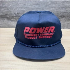 Vintage Power Equipment Company Hat Cap Snap Back Navy Blue Trucker Mesh