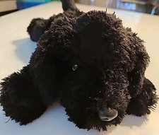 F  A  O  Schwarz plush black puppy 12" sprawled