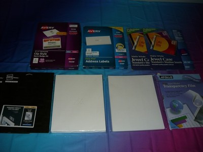 Bluestar Special Lot of Assorted Avery Laser Labels Name Tags Transparencies