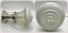 Vintage Industrial MCM Ribbed Milk Glass Flush Mounted Ceiling Nickel Fixture