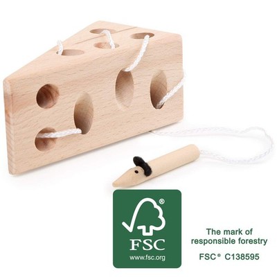 Small Foot 11053 Cat and Mouse wooden threading game, FSC 100%-certified, for ch