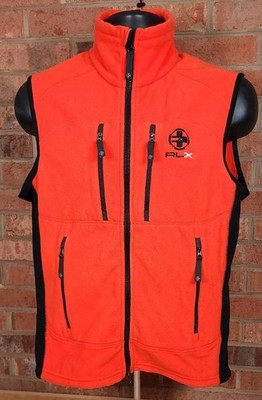 Ralph Lauren RLX Small Full Zip Fleece Vest Jacket Orange Hybrid Performance