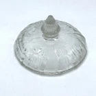 Vtg. Jeanette Iris Herringbone Clear Glass Replacement Sugar Bowl LID ONLY