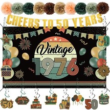 24 Pcs Vintage 50th Birthday Decorations for Men Women 1976 Banner Decoration...