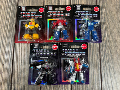 Transformers (Hasbro) Micro Figures 2.5'' Complete Set Of 5, With Bonus Cards