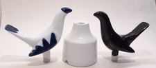 Vintage 3-pc Royal Worcester Blue/White & Black Bird & Pie Funnel * ENGLAND