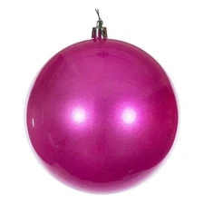 Vickerman 10" Traditional Plastic Ball Ornament in Hot Pink Pearl