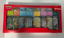 Pokémon TCG Costco Scarlet & Violet Prismatic Evolution 8 Tins With 8 Holo Pack