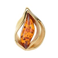Cavill Bernstein AnhäNger 1,1Ct Cognac Silber 925 Vergoldet Elegant