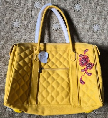 Weekend Overnite Bag Travel Tote Carry On Daffodil Yellow Large Initials Inc New