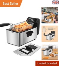 Image of Professional 2200W Deep Fryer with Viewing Window, Removable Oil Basket, Silver