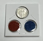 Silver WW2 Set - BU 90% Silver 1942 Mercury Dime w/ Blue & Red OPA Ration Tokens