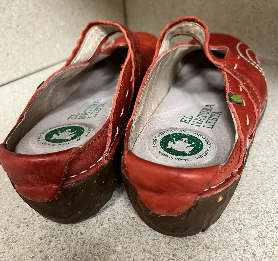 Womens El Naturalista Yggdrasil Mary Jane Clog Red leather EU 38 US 8 - Image 3 of 4