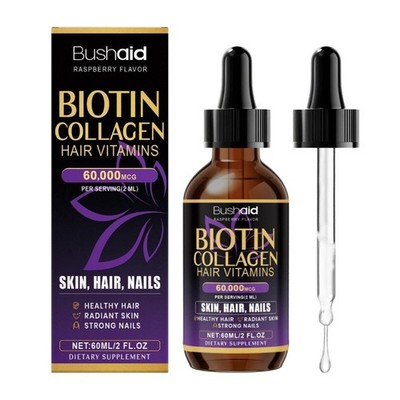 Biotin Kollagen Vitamine Tropfen - 60000mcg flüssig für Haarwachstum, Haut & Nägel