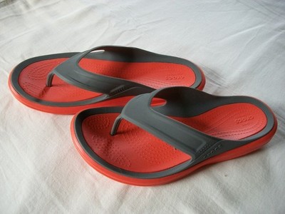 Size 9  CROCS Orange/Gray Flip Flop Thong Sandal