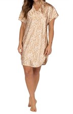 Shadowline Lingerie Simply Charming Satin Sleepshirt Latte Leopard