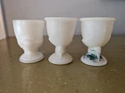 Antique Opaline Milk Glass Egg Cups Set Of 3 French Portieux
