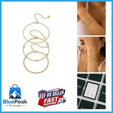PAVOI CZ Ball Chain Bracelet Set, Yellow Gold