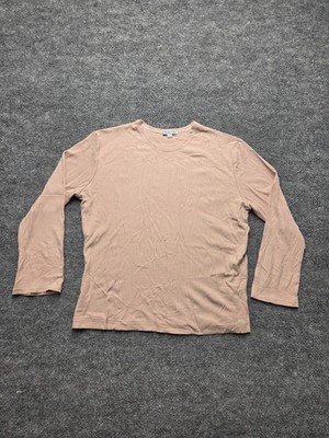 Pea Bee + Jae Womens Ribbed T Shirt Top Sz L Peach Crew Neck Long Sleeve Shirt