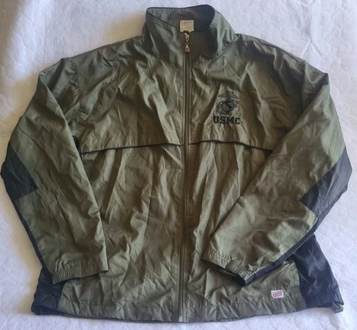 USMC Vintage Soffe Windbreaker Jacket Zip Up Green And Black Army Men’s XL - product listing photo