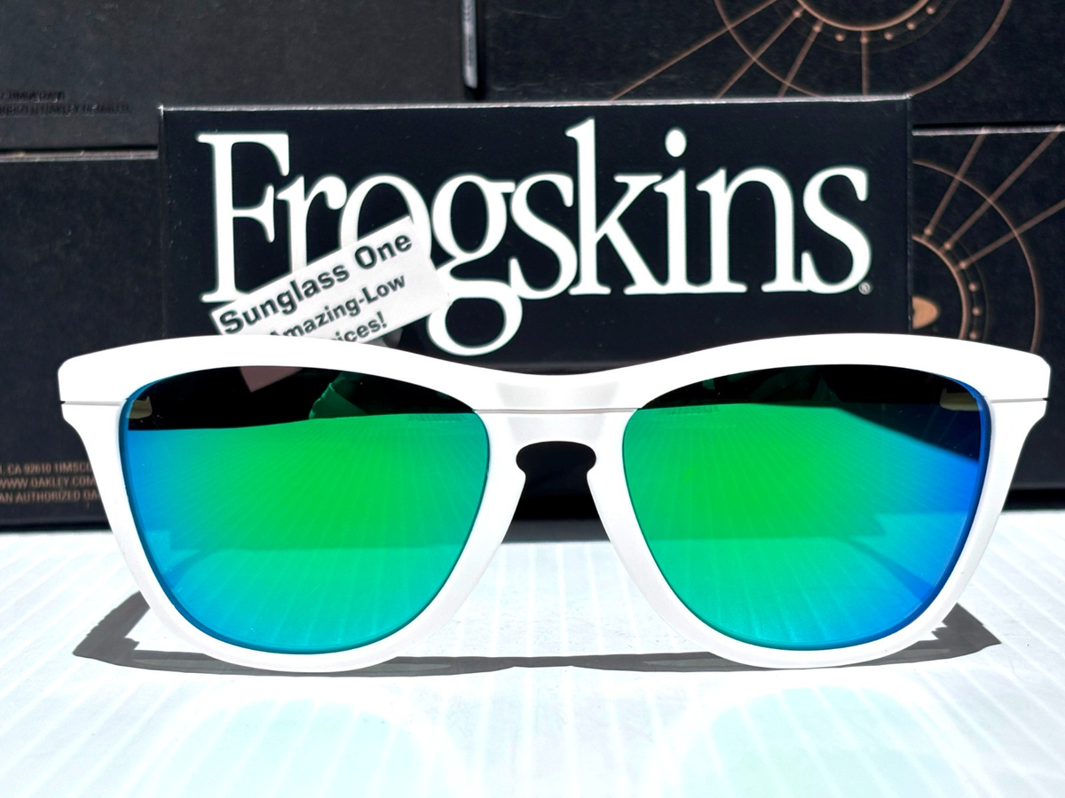 Oakley Custom サングラス ホワイト/グリーン Oakley FROGSKINS HYBRID Matte White POLARIZED Galaxy Jade Lens