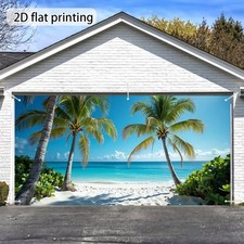 Beach Coconut Tree Ocean Garage Door Cover Door Banner Garden Decor