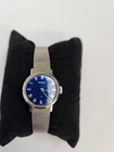 Vintage Seiko Women's Blue Dial Silver Mesh Mechanical Watch.  Working
