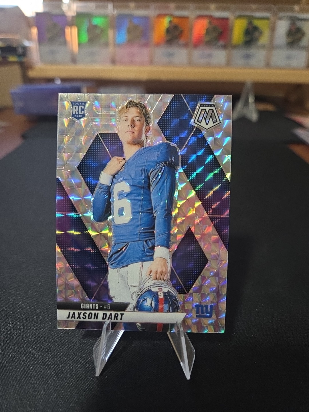 Jaxson Dart 2025 Panini Mosaic RC #288 Variation Mosaic Silver Prizm Giants RD5