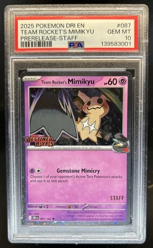 2025 Pokemon Destined Rivals Team Rocket's Mimikyu Promos Staff #087/182 PSA 10