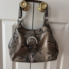 Coach Snakeskin Leather Shoulder Bag - Medium Sized With Silver Hardware