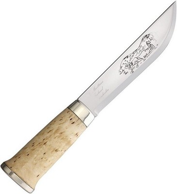 Marttiini Lapp 250 Etched Stainless Blade Birch Handle Fixed Knife - 250010C