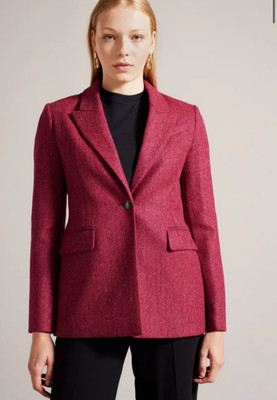 TED BAKER Blazer Jacke Relaxed Damen TB 2 UK 10 Allyaah Fischgrät Wolle NEU