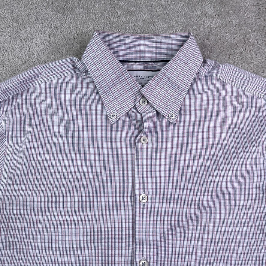 Camisa Charles Tyrwhitt Para Hombre 16.5-34 Azul Rojo Micro Cuadros Calce Extra Ajustado Sin Planchar Foto 3 de 4