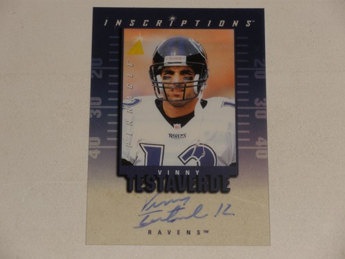 1997 Pinnacle Inscriptions Clear Acetate Auto Vinny Testaverde 0905/1975