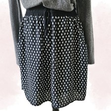Vintage 90s Esprit Black White Skirt Size L Pockets Tie Waist