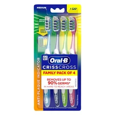 Oral B Criss Cross Manual Toothbrushes Multicolor For Adults Pack of 4