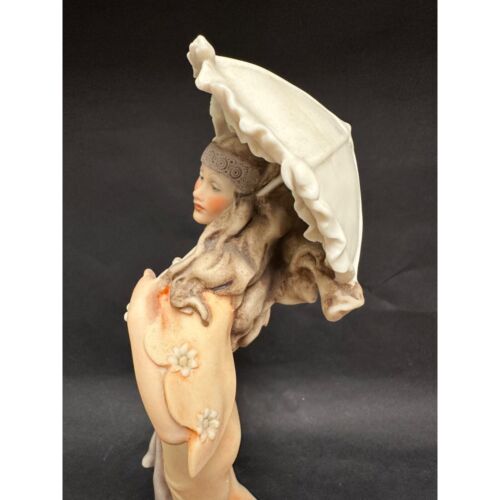 Giuseppe Armani Capodimonte Mujer con Sombrilla Estatua Figura Estilo Art Deco - Imagen 7 de 12