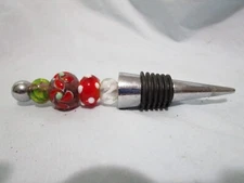 Stainless Steel Wine Bottle Stopper-Art Glass Beads on Top