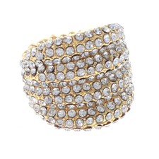 Gold Tone Stretch Metal Ring With Crystal Rhinestone R1251-GCL