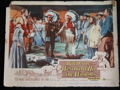Vtg Disney 50s  Lobby Card Movie Poster Westward Ho The Wagons Cowboys Indians