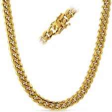 8mm 14K Gold IP PVD Realistic Mens Miami Cuban Chain
